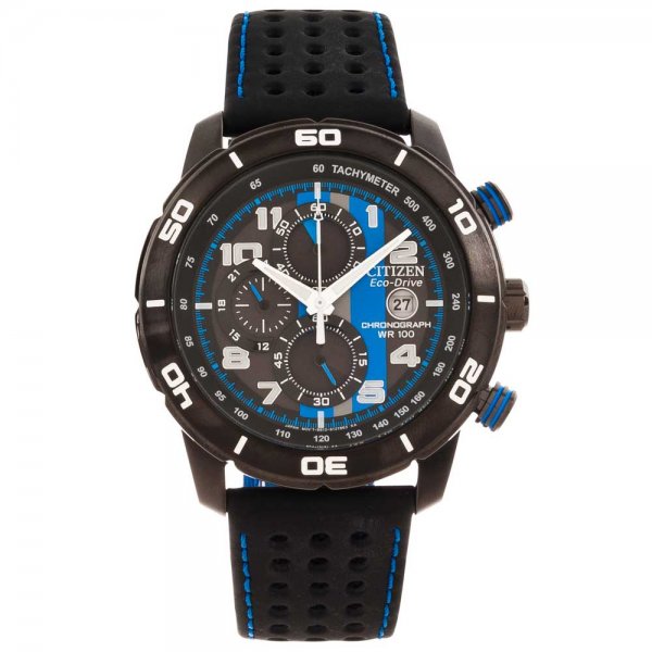 Citizen Men's 'Eco-Drive' Primo Black/ Blue Chronograph Watch